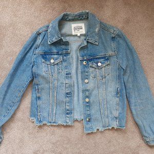 Zara Distressed and Frayed Jean Jacket